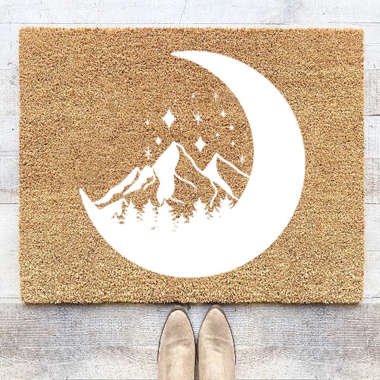 Mountains in the moon Full moon Coir Doormats