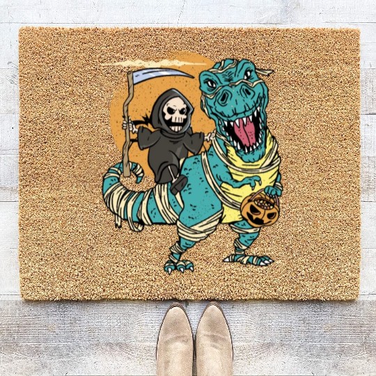 Creepy Grim Reaper Mummysaurus Trex For A Trick Or Coir Doormats