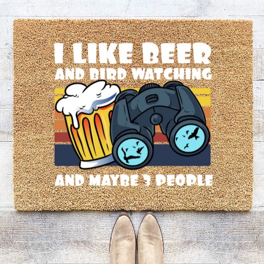 Birdwatching I Like Beer Binoculars Ornithologist Coir Doormats