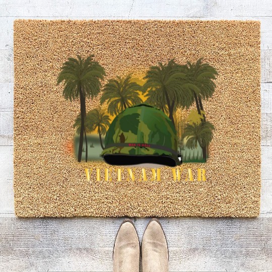 Vietnam Era Helmet Cover - Band - Front - War is H Coir Doormats