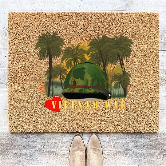 Vietnam Era Helmet Cover - MELOVEYOULONGTIME GI w Coir Doormats