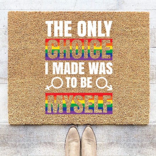 LGBT Gay Pride Rainbow Slogan CHOICE Present Coir Doormats