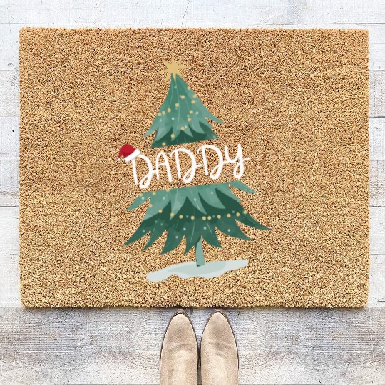 Matching Family Christmas Tree Daddy and Mommy Coir Doormats