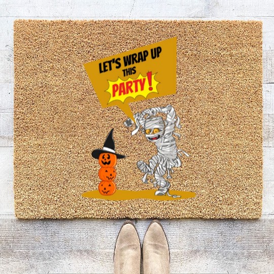 Let's Wrap Up This PARTY! - Halloween Mummy Funny Coir Doormats