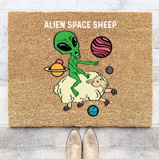 Alien Space Sheep Astronaut Or Space Pilot Gift Coir Doormats