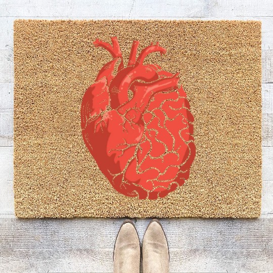 Half Brain Half Heart Organ Anatomy Science Coir Doormats