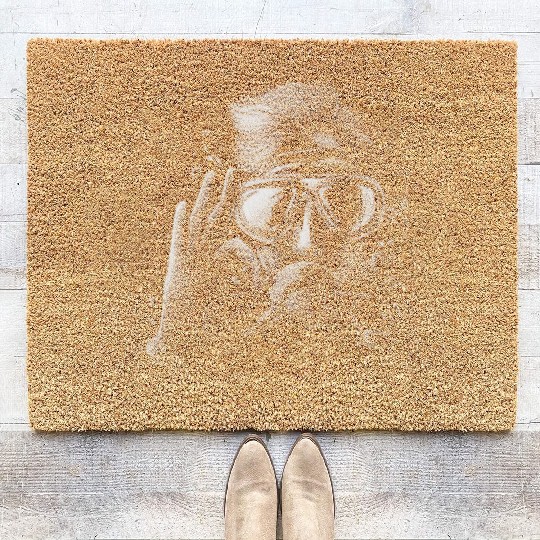 Realistic diver underwater sea diving in ocean Coir Doormats