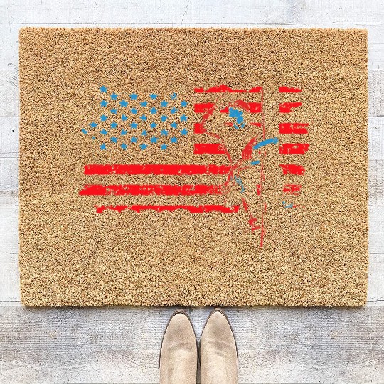 Lineman Electrician US Flag Gift For Men And Women Coir Doormats