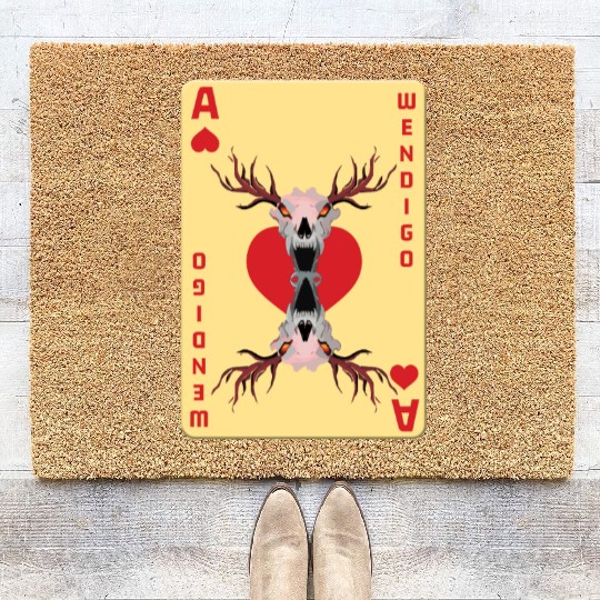Folk Creature Card Wendigo Halloween Cryptid Coir Doormats