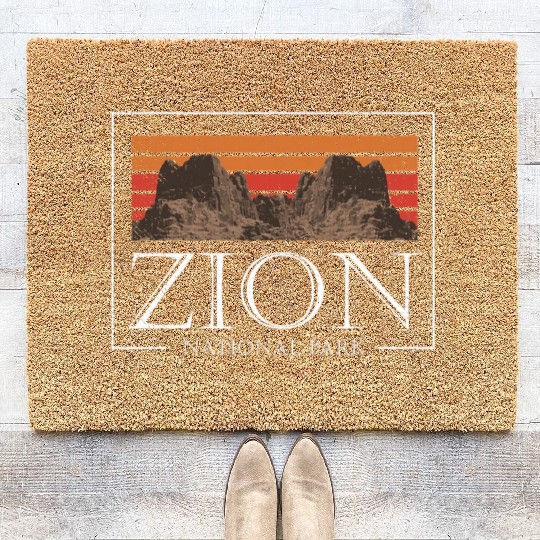 Retro Zion National Park US Vintage Utah Adventure Coir Doormats
