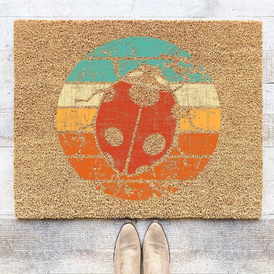 Retro Vintage Ladybug Animal Insect Lover Ladybird Coir Doormats