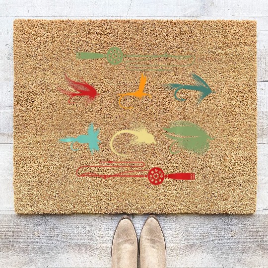 Trout Fly Fishing Nature Outdoor Fisherman Funny Coir Doormats