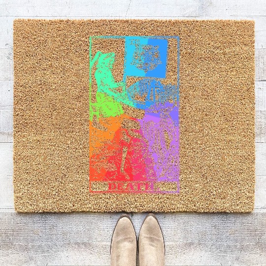 Death Tarot Card Psychic Occult Pagan Witch Rainbo Coir Doormats