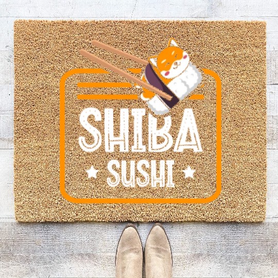 Shiba Sushi Japanese Foodie I Love Sushi Eater Coir Doormats