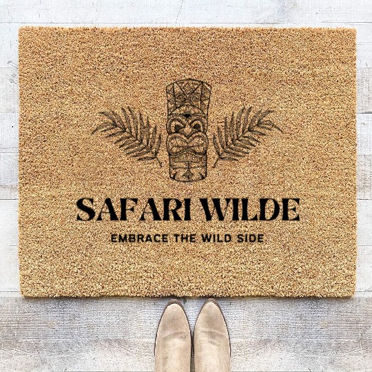 Safari Wilde Tiki Black and White Coir Doormats