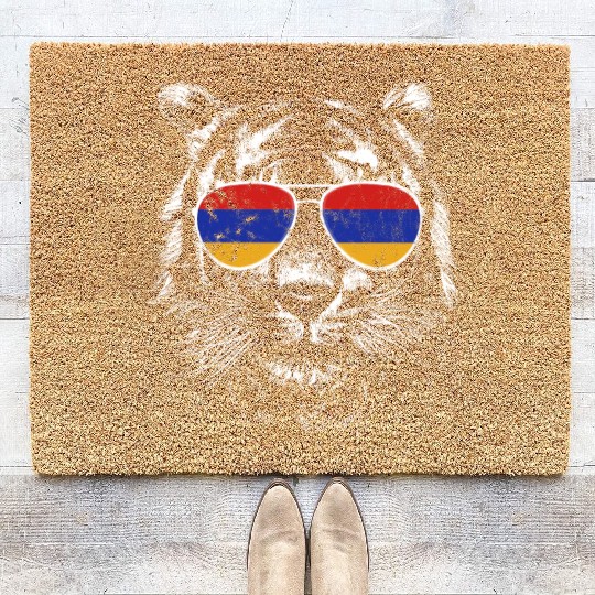 Armenia Armenia Sunglasses Tiger Flag Flag Coir Doormats