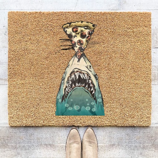 Shark Funny Pizza Food Ocean Nature Wilderness Coir Doormats
