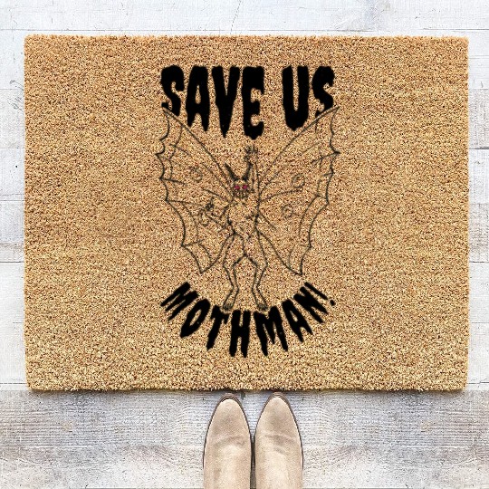 Halloween Mothman Mythical Line Art Beast Monster Coir Doormats