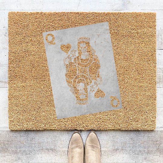 Womens Skeleton Queen Playing Card Gambling Hallow Coir Doormats