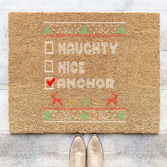 Naughty Nice Anchor, Matching Christmas Group Coir Doormats