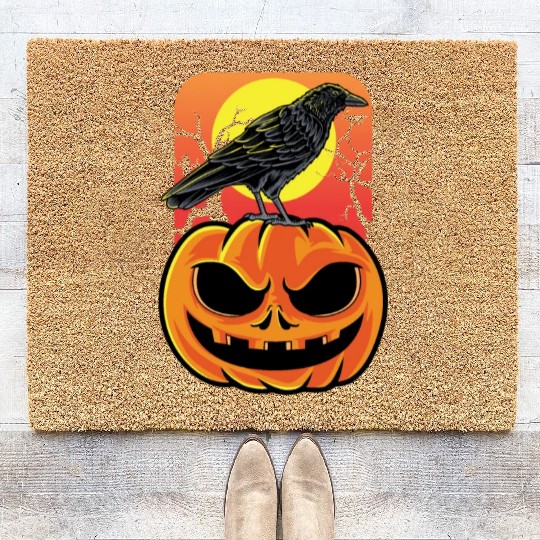 Crow Halloween Bird Watcher Gift Coir Doormats