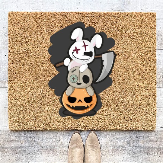 Grim Reaper Killer Bunny - Halloween Coir Doormats