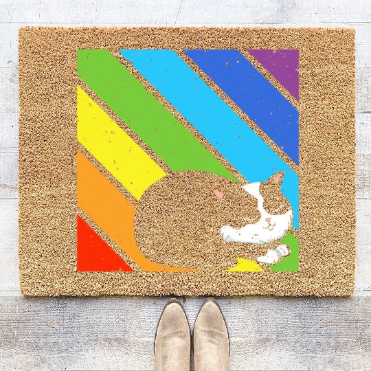 LGBT Supporter Pride Ally Cat Lover Rainbow Pride Coir Doormats