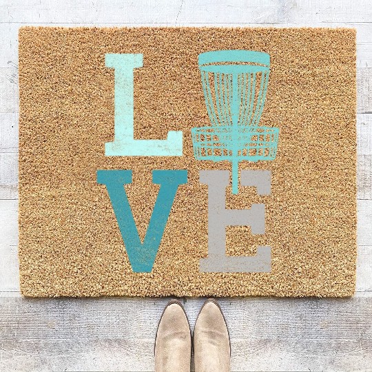 Disc Golf Player Women Vintage Flying Disc Golfer Coir Doormats