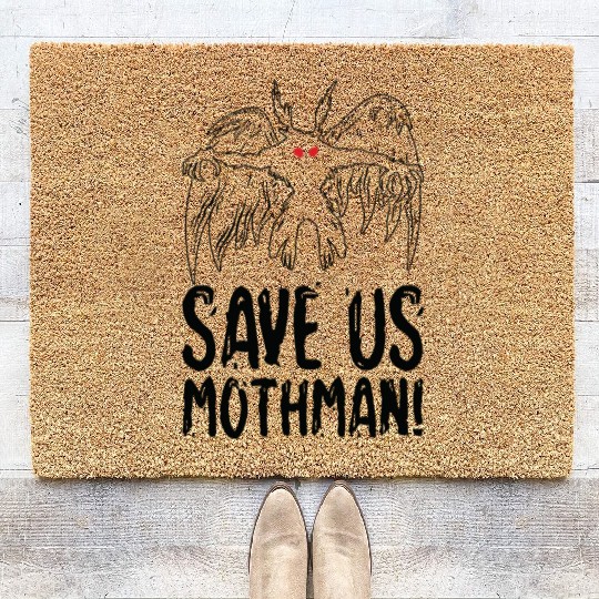 Halloween Mothman Mythical Line Art Beast Monster Coir Doormats
