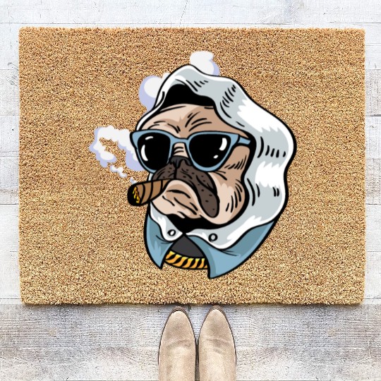 Pug King Smoker Gift Coir Doormats