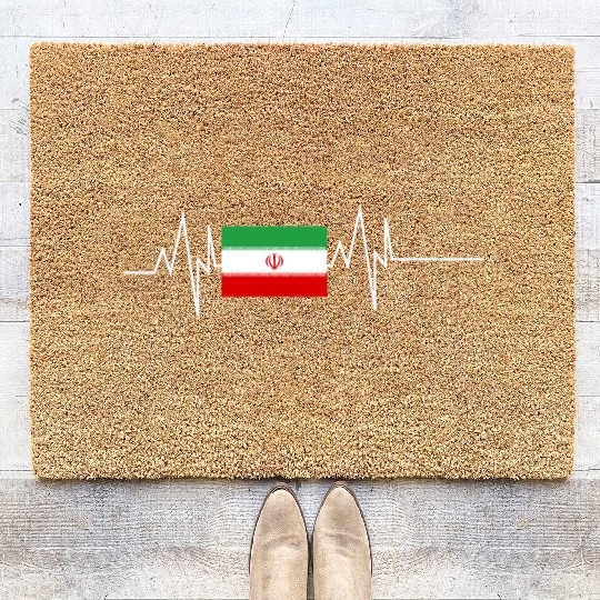 Iran Flag Heartbeat Coir Doormats