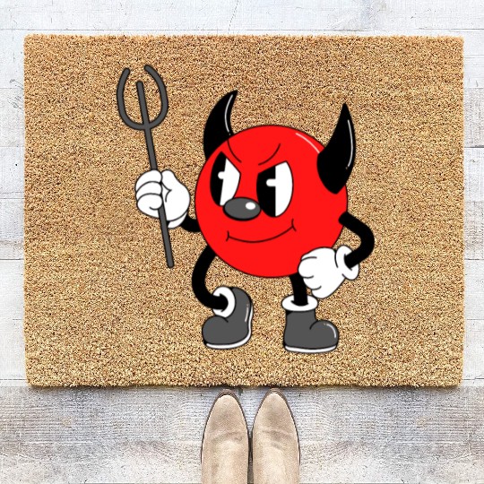 little devil Halloween black Coir Doormats
