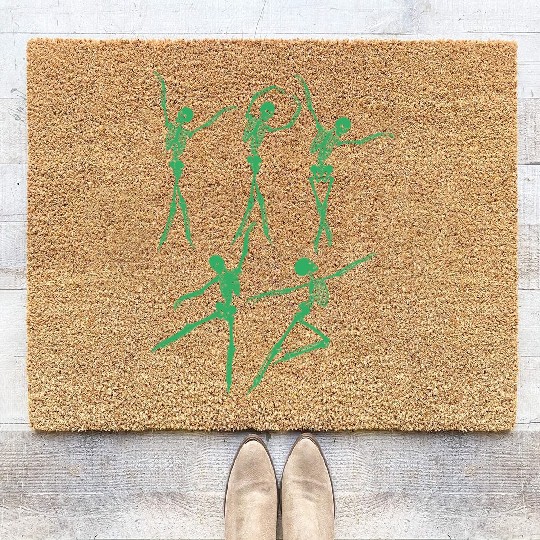Green Dancing Skeleton Coir Doormats