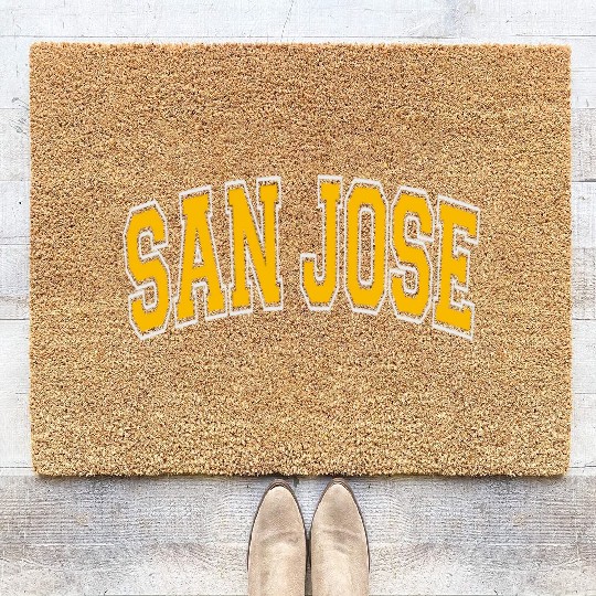 San Jose Varsity Style Amber Text Coir Doormats