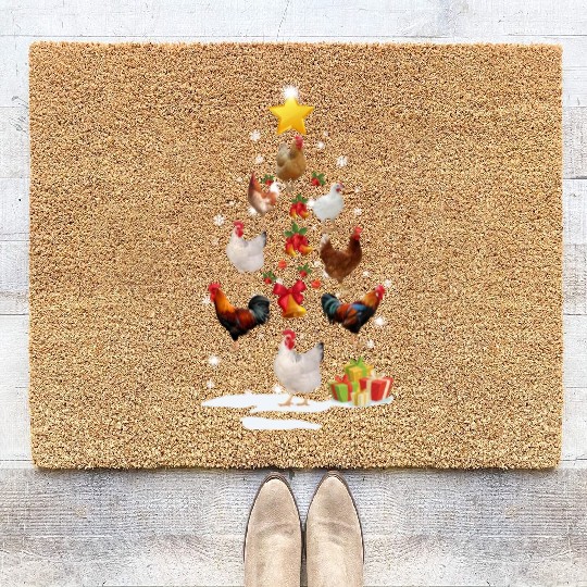 Chicken Christmas Tree Chicken Xmas Funny Gift Coir Doormats