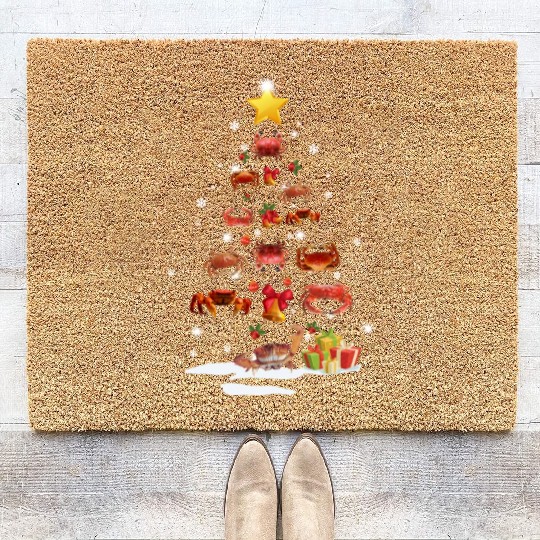 Crab Christmas Tree Crab Xmas Funny Gift Coir Doormats