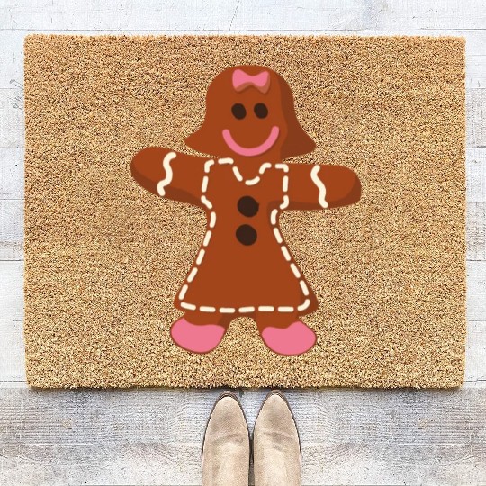 Cute Funny Unique Christmas Gingerbread Girl Coir Doormats