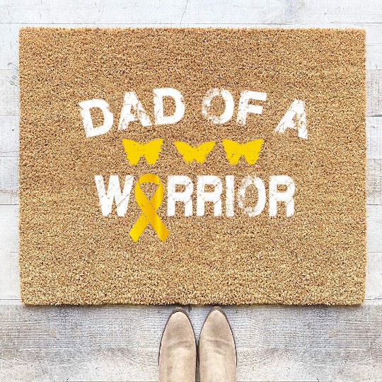 dad Of A Warrior Childhood Cancer Awareness Suppor Coir Doormats