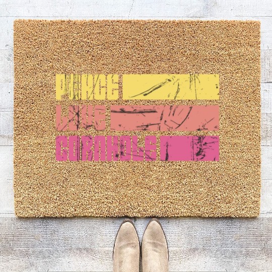 Peace Love Cornhole Coir Doormats