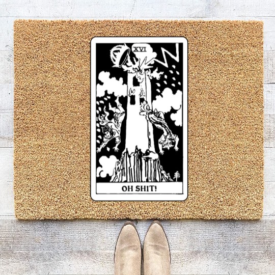 Oh Shit! - The Tower Tarot Card Coir Doormats