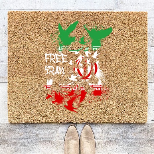 free iran, freedom, iran, no headscarves, flag Coir Doormats