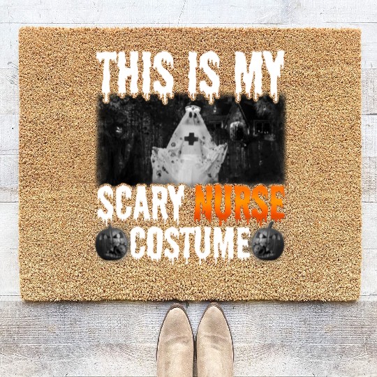 Scary Nurse Costume Funny Halloween Angry Boo Coir Doormats
