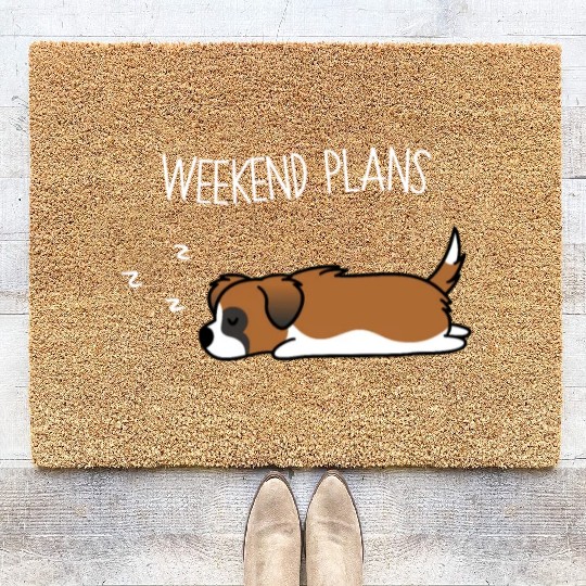 Weekend Plans Saint Bernard Coir Doormats
