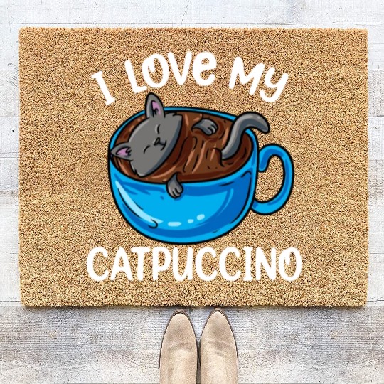 Catpuccino Coffee Kawaii Cat Anime Otaku Coir Doormats