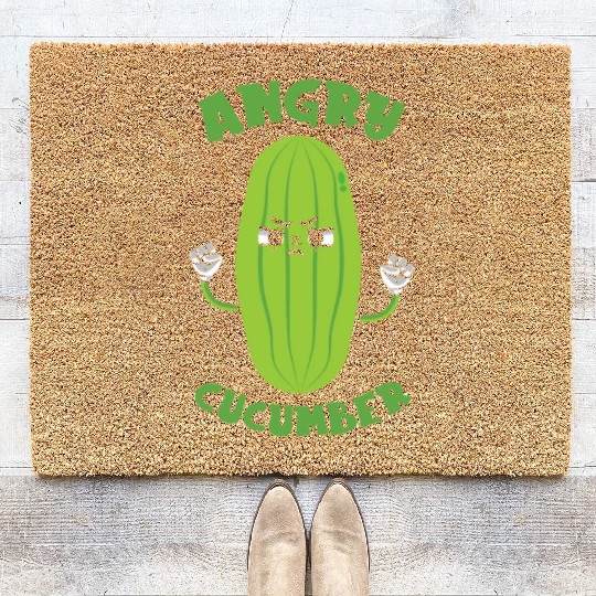 Angry Cucumber Vegetarian Vegetable Veggies Vegan Coir Doormats