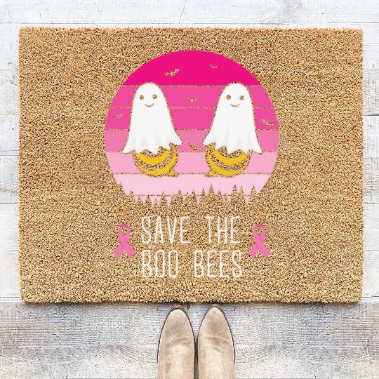 Save the Boo Bees Breast Cancer Awareness Coir Doormats