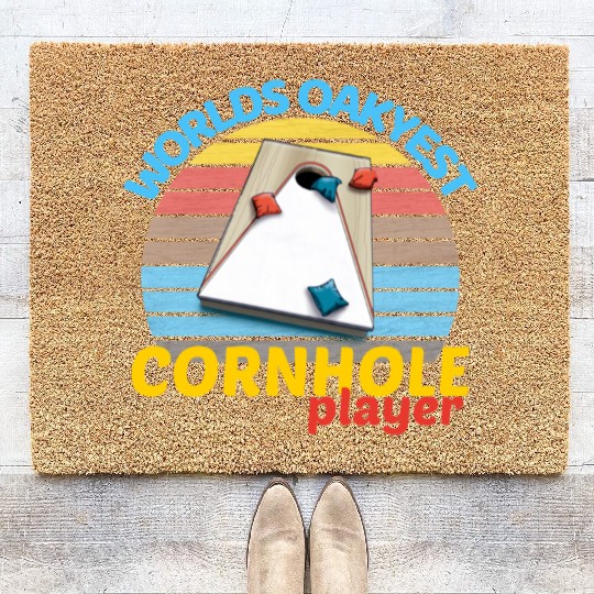 worlds oakyest cornhole player two Coir Doormats
