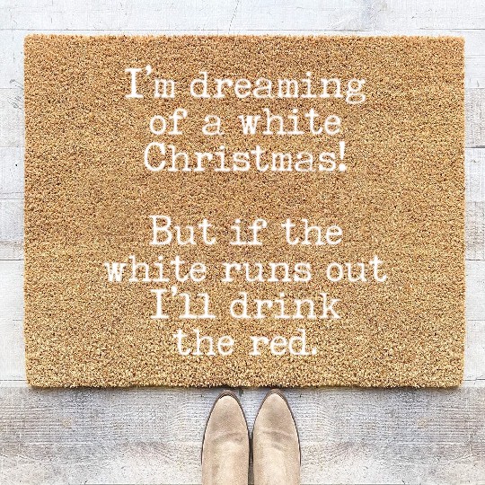 Funny Christmas White Red Wine Lover Xmas Holiday Coir Doormats