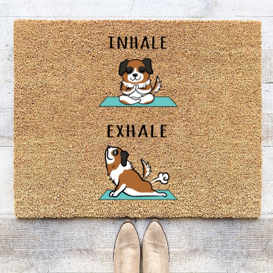 Yoga Inhale Exhale Saint Bernard Coir Doormats