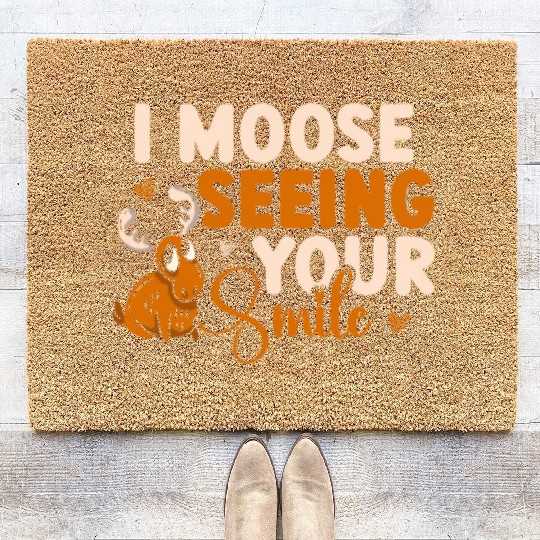 I Moose Seeing Your Smile Animal Alces Deer Coir Doormats